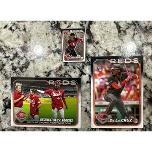 Elly De La Cruz (Rookie) - 2024 Topps Series 1 / Enamel Pin+‎ RC Card &team Card